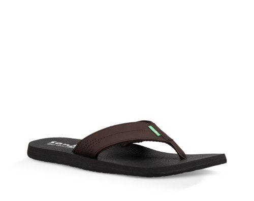 Sanuk Mens Beer Cozy Coaster Dark Brown Flip Flops | LTPXZW512